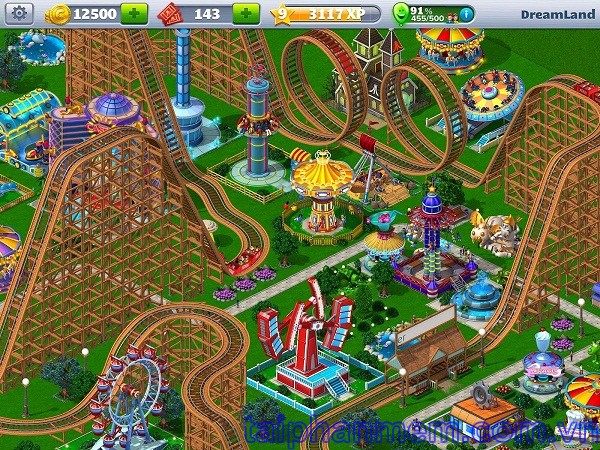 Game xây dựng công viên giải trí RollerCoaster Tycoon 4 cho Android